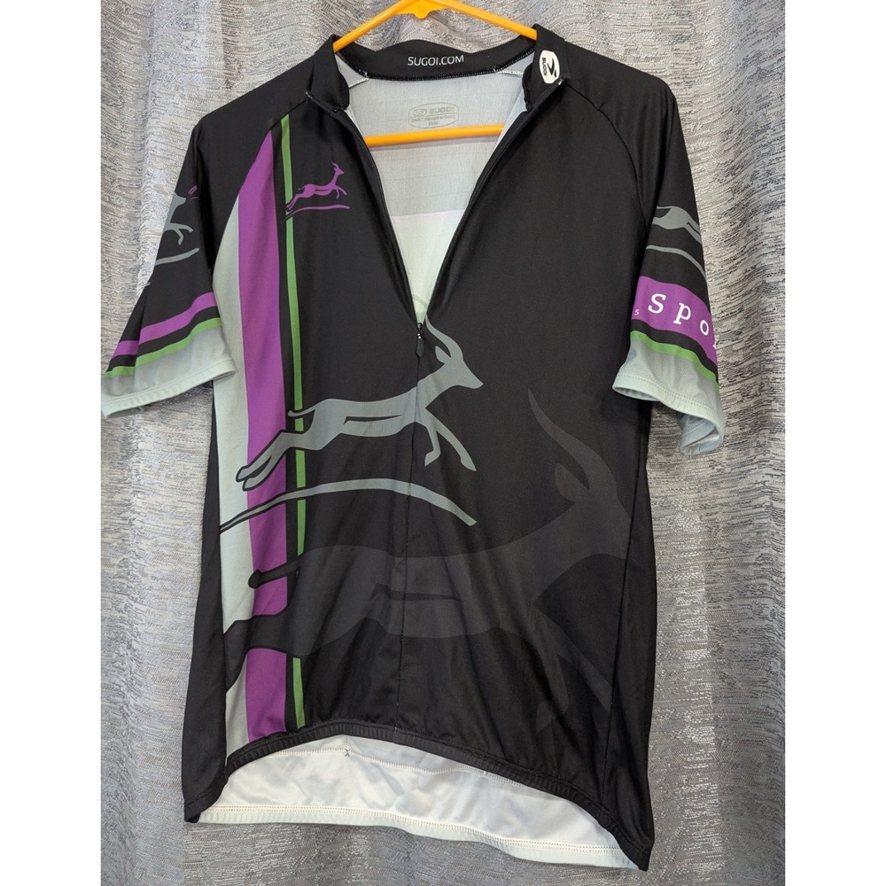 Sugoi Men's Medium Cycling Shirt 1/4 Zip Short Sleeve Biking Logo Graphics